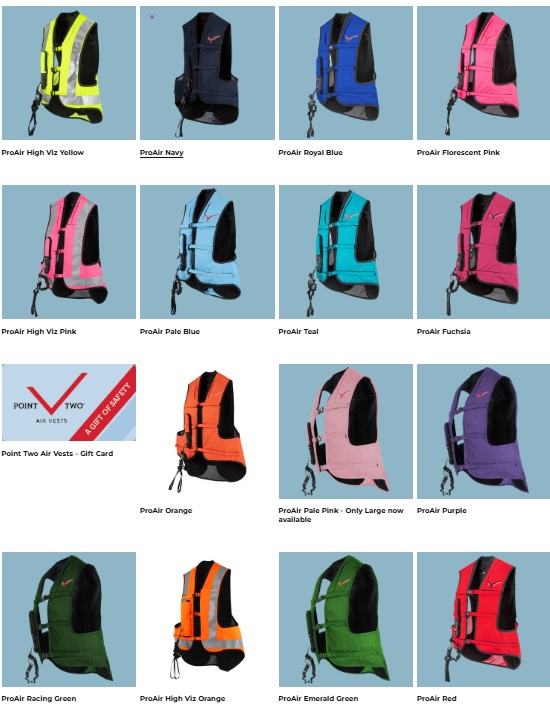 PointTwo ProAir värivalikoima - musta, sininen, punainen, violetti